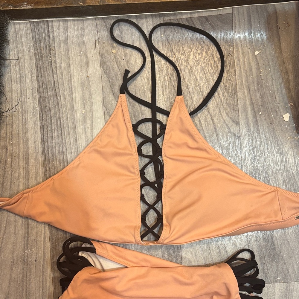 Victoria's Secret Peach and Black Bikini Set - Picture 3 of 3
